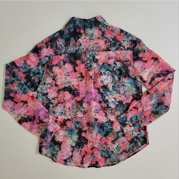 Decree Women's Sheer Floral Button-Down Blouse and Matching Tank Top - Picture 10 of 16